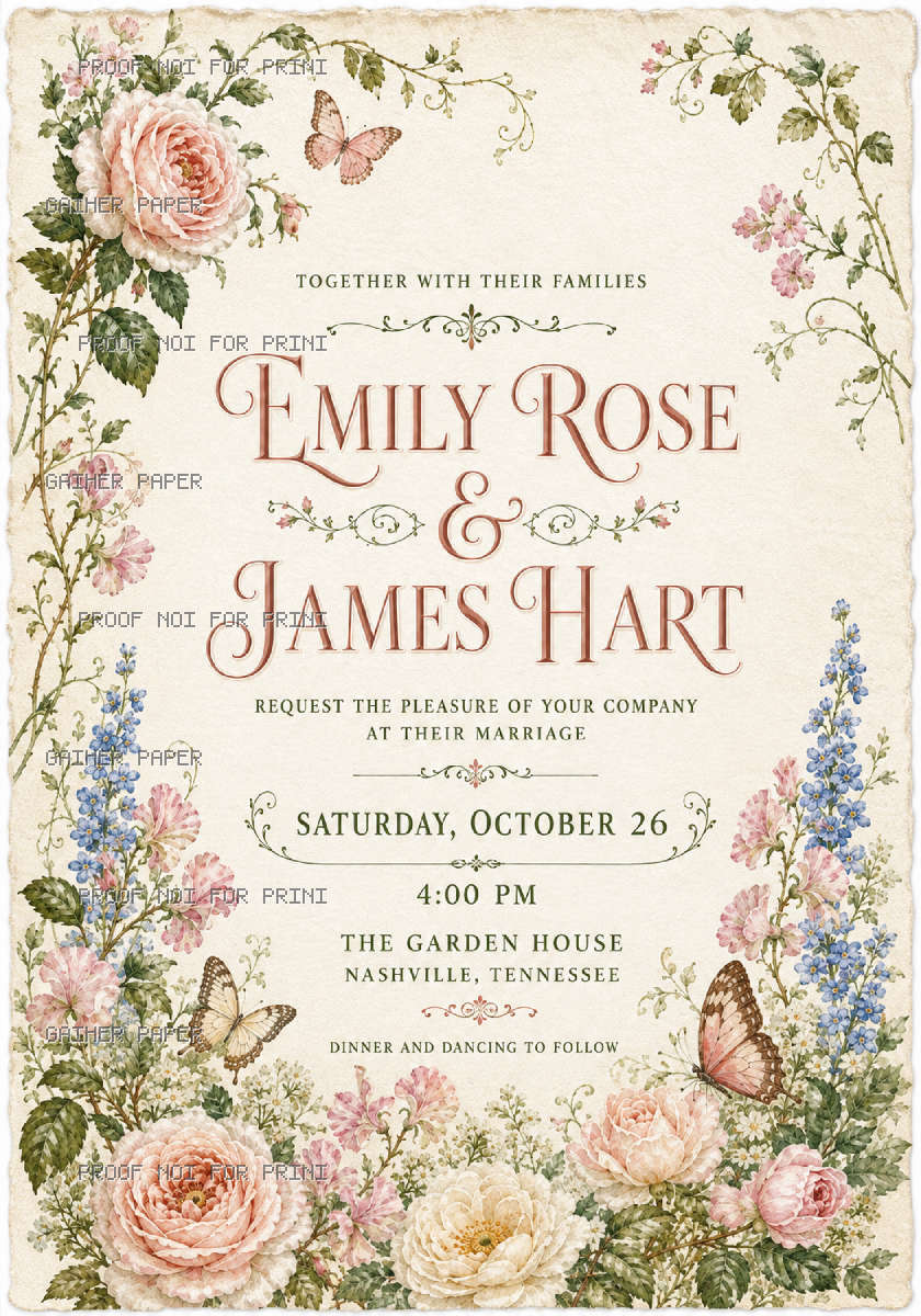 Catalog sample of the selected invitation design