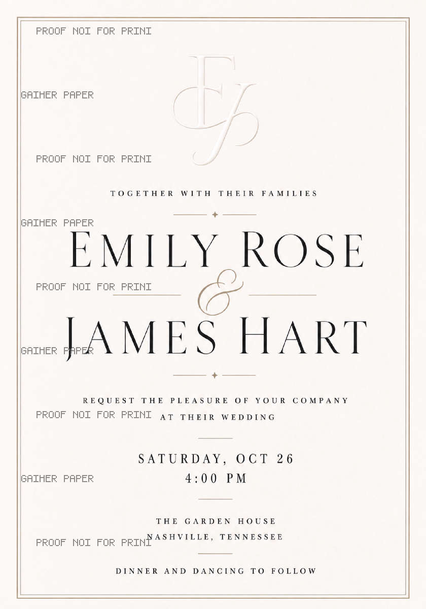 Catalog sample of the selected invitation design