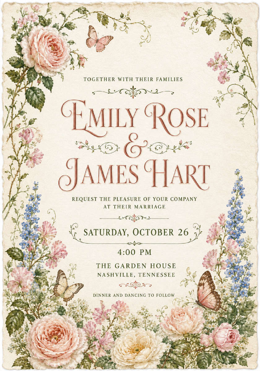 Garden Party wedding invitation