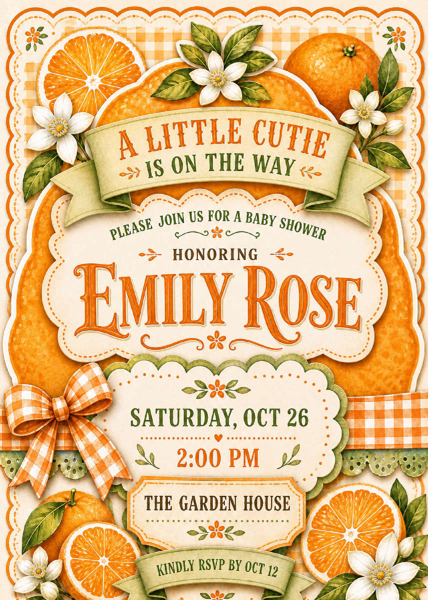 Little Cutie baby shower invitation