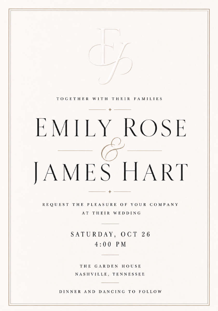 Modern vows wedding invitation