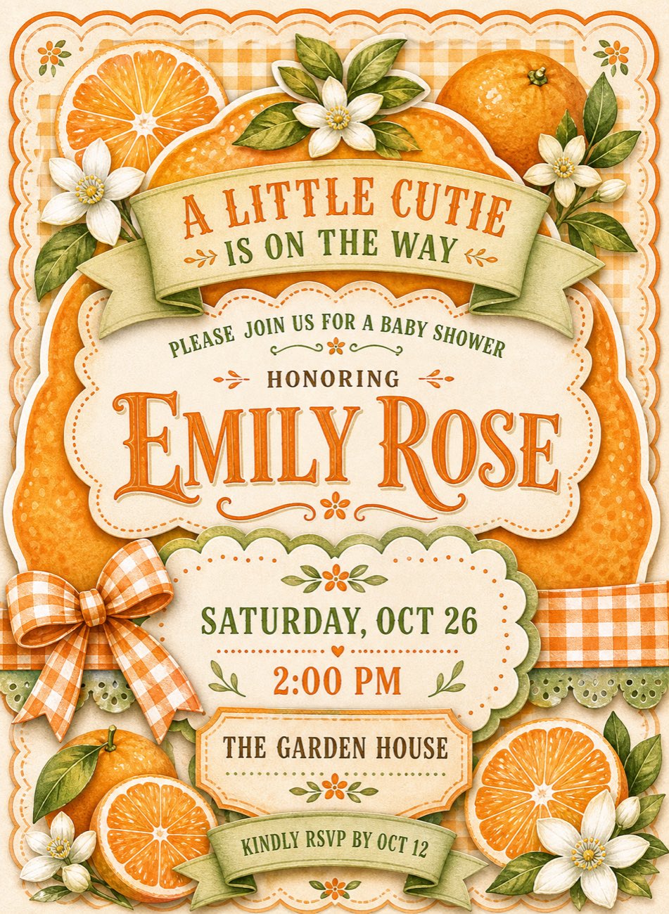 Little Cutie Shower invitation preview
