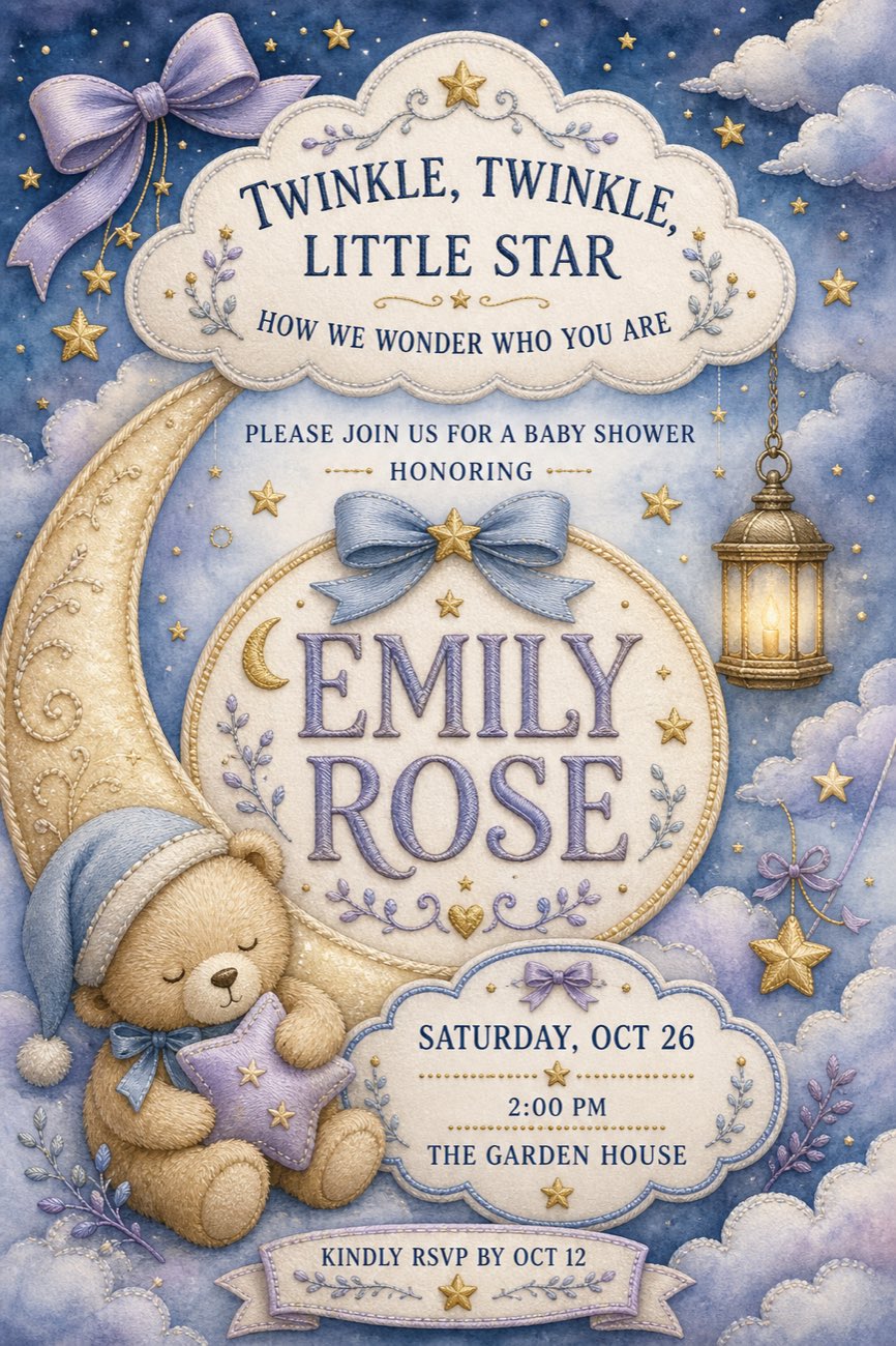 Moon & Stars Shower invitation preview